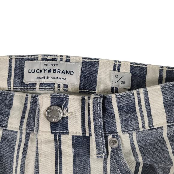 Lucky Brand Bridgette Mini Boot Blue White Striped Jeans Pants 25 - Picture 5 of 7